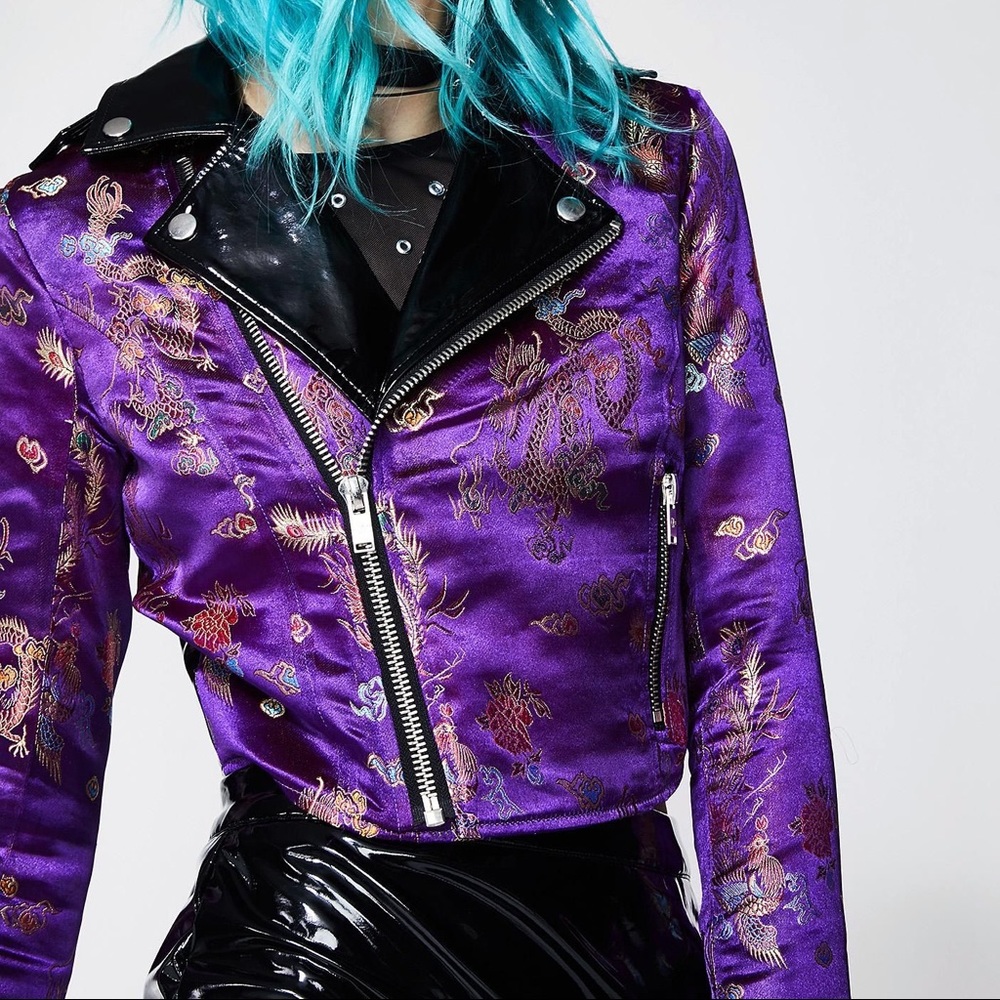 Current Mood Elegant Touch Brocade Moto Jacket